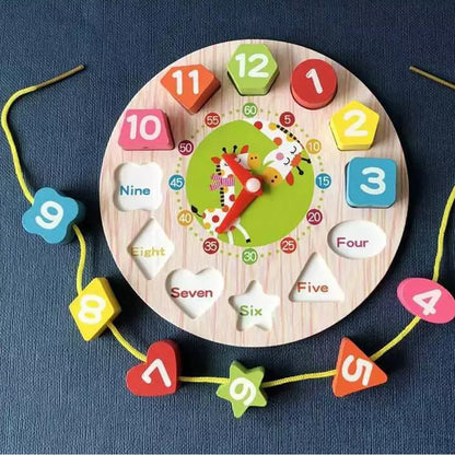 Reloj de madera Montessori